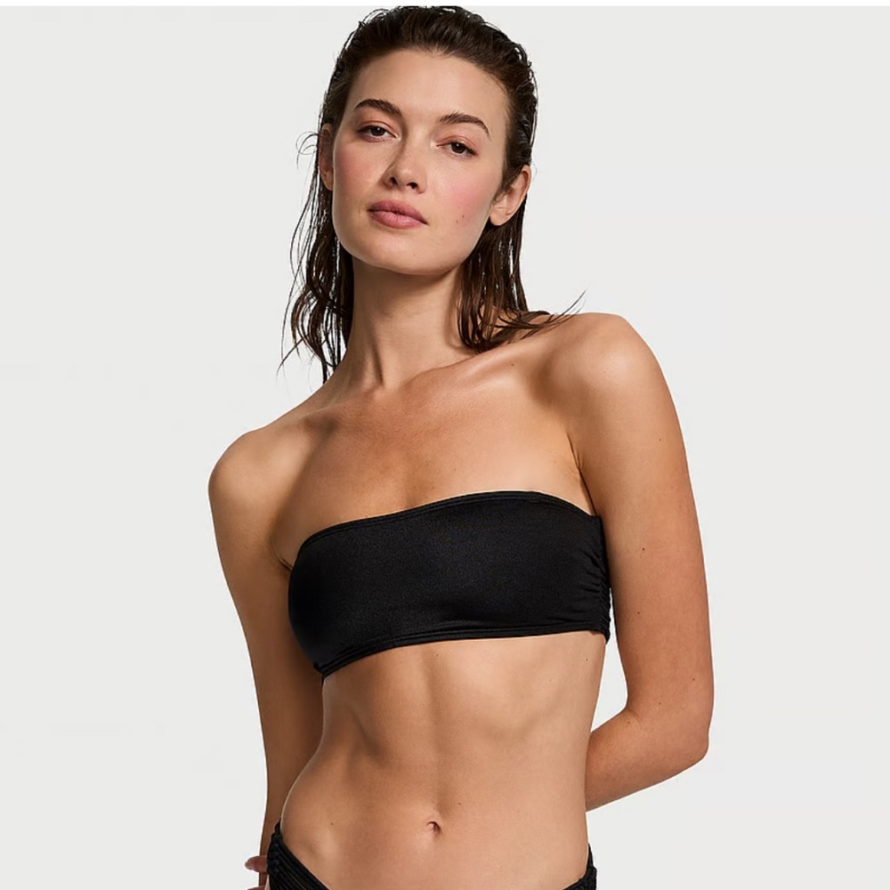 VS SWIM - Victoria’s Secret Swim Black Bandeau Bikini Top BRAND NEW - Sz. SMALL